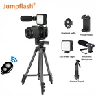 Штатив Jumpflash со светодиодной подсветильник кой, конденсаторный микрофон для профессиональной фото-и видеокамеры, телефона, интервью, прямой трансляции, записи YouTube