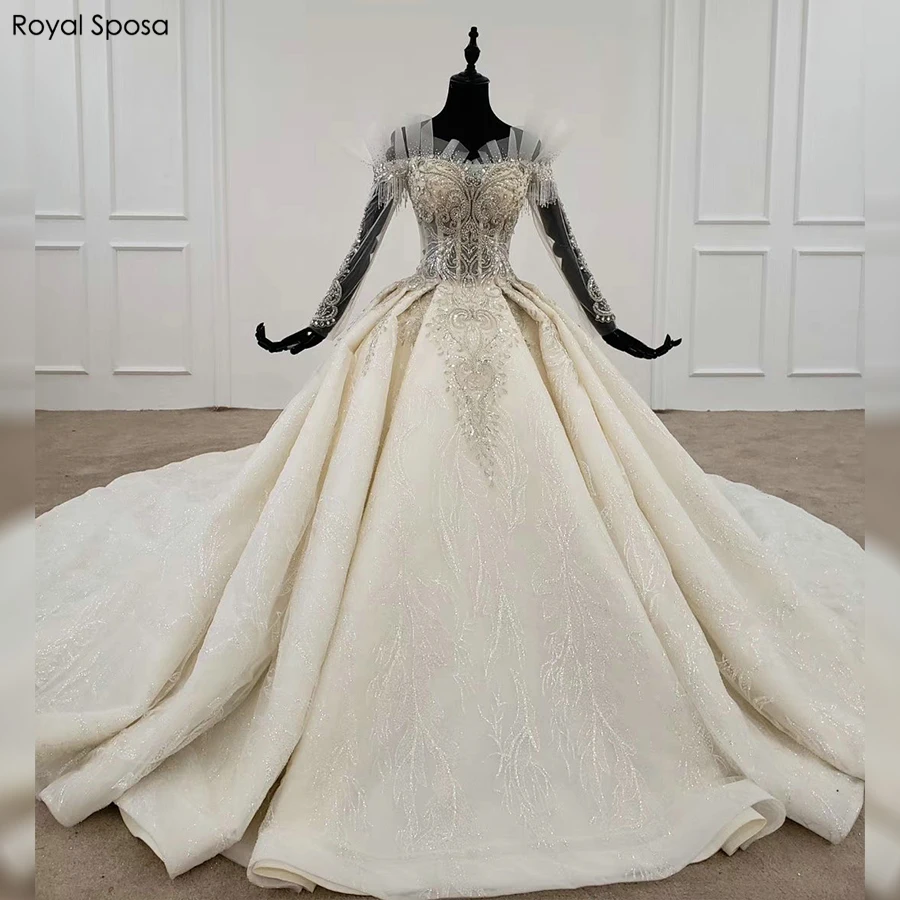 Кружевное свадебное платье новый стиль аппликация на плече роскошное невесты 2020