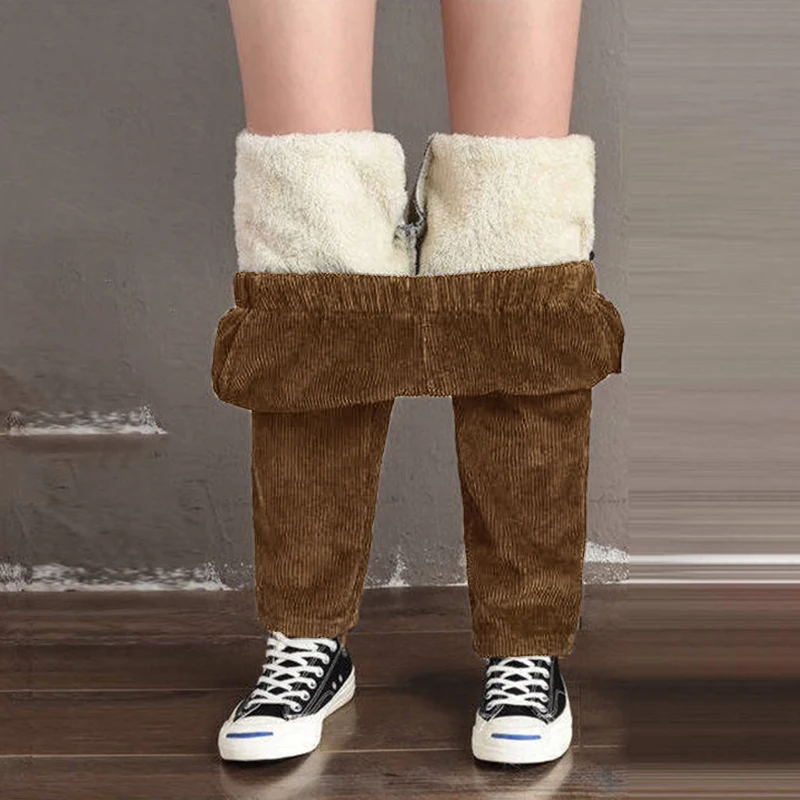 Женские вельветовые леггинсы CHRLEISURE Теплые повседневные с высокой талией для