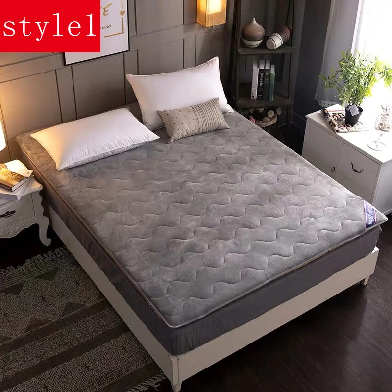 comfortable Soft Fold Tatami Mattress Adults single double Topper Thick Warm Flannel with straps | Мебель