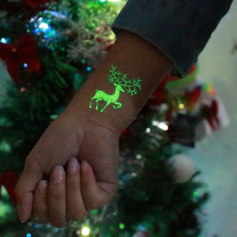 Поддельные татуировки 1 шт. светящиеся Временные наклейки на Рождество карнавал