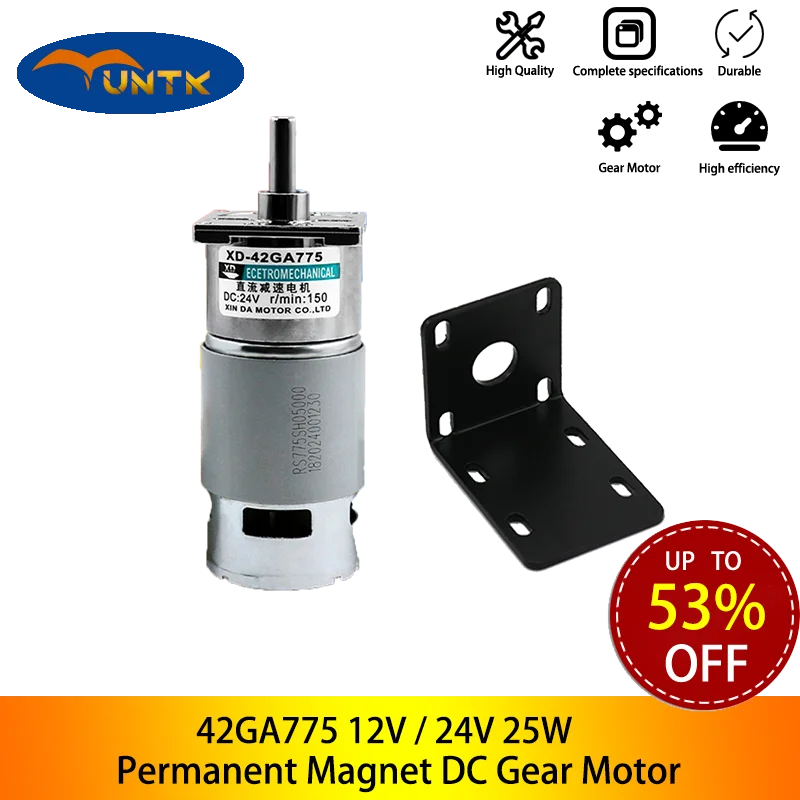 

12V/24V 25W Gear Reducer With Bracket High Torque Low Speed Micro Adjustable Speed DC Motor