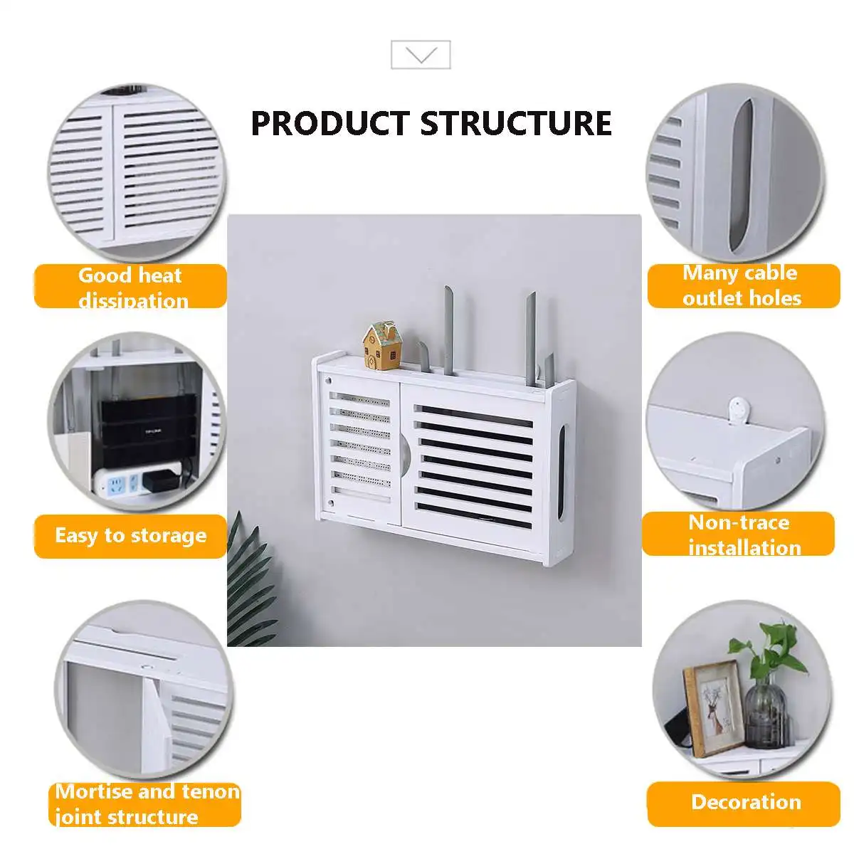 

Wifi Router Storage Boxes Case Organizer Shelf Cable Power Plug Wire Bracket Storage Box Hanging Plug Bracket Box Wall Shelf