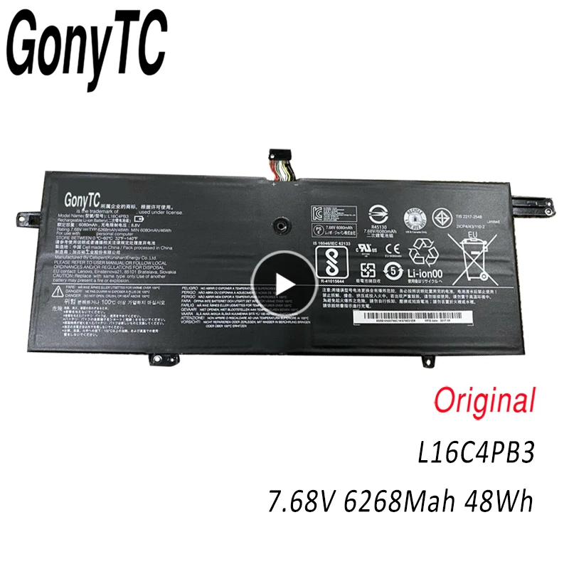 

GONYTC L16C4PB3 L16M4PB3 L16L4PB3 Original Laptop Battery 7.68V 48Wh For Lenovo Ideapad 720S-13IKB 13ARR 13IKBR 81A8 81BV 81BR