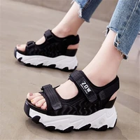 womens cow leather platform wedge gladiator sandals strap high heel summer fashion sneakers casual shoes ankle boots party