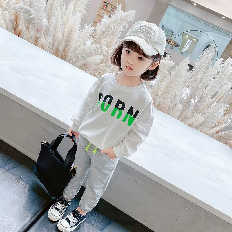 

Baby Girl Sets Casual Letter Long Sleeve Sweatshirt Pants Kids Clothing Autumn Sports Suits For Girls Children Girls 2pcs 2020