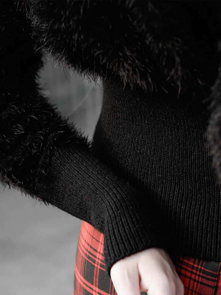 Панк рейв девушка темперамент свитер женский короткий дизайн тонкий пуловер с