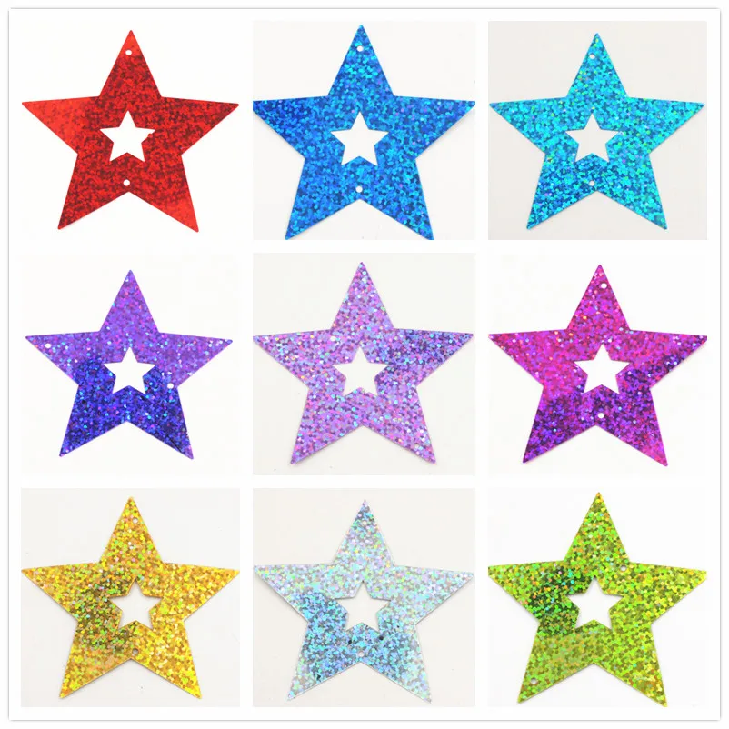 

20pcs/lot 70mm Colors Hollow Five-Pointed sequins pendant Paillettes DIY Wedding Party Decoration nails Lentejuelas accessories