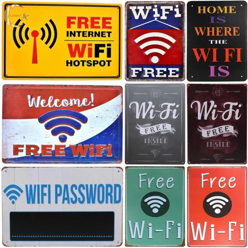 Бесплатный Wi-Fi вывеска металлическая пластина винтажный жестяной знак для паба