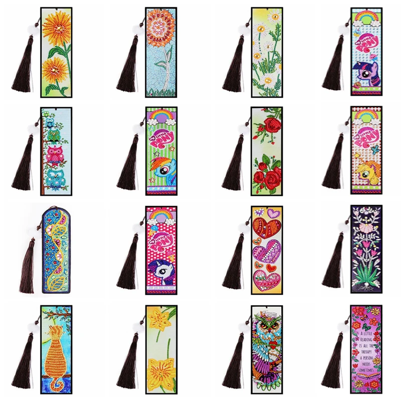 

New DIY Special Shaped Diamond Painting Bookmarks Diamond Embroidery Cross Stitch Tassel Bookmarks Books Gift Diamond Mosaic
