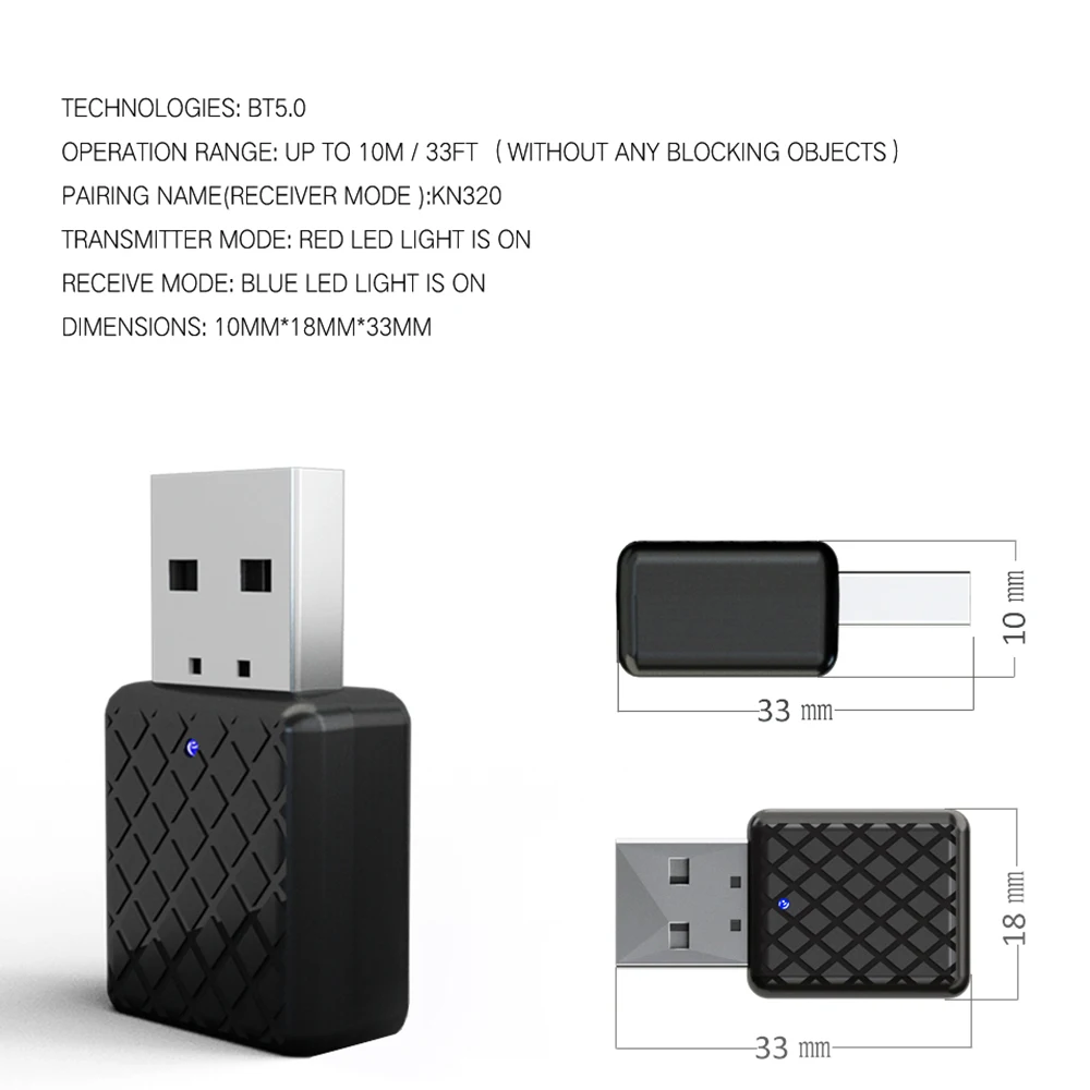 Беспроводной адаптер 2 в 1 Bluetooth 5 0 USB приемник-передатчик 3 мм стереозвук