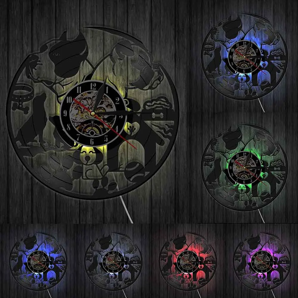 Настенные часы с виниловой пластиной для щенков и пород собак декоративные