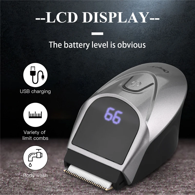 

2 in 1 Waterproof Shaver Hair Clipper LCD Display Razor USB Rechargeable Beard Trimmer Ceramic Blade Hair Cutting Machine