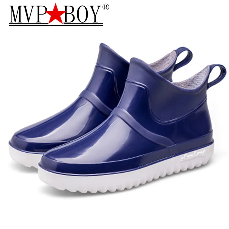 Мужские резиновые непромокаемые ботинки нескользящая и износостойкая обувь для
