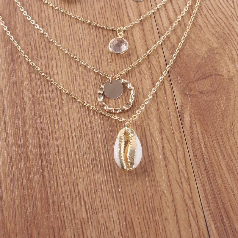 Винтажный круг цвет золотой корпус колье ожерелье для женщин многослойная