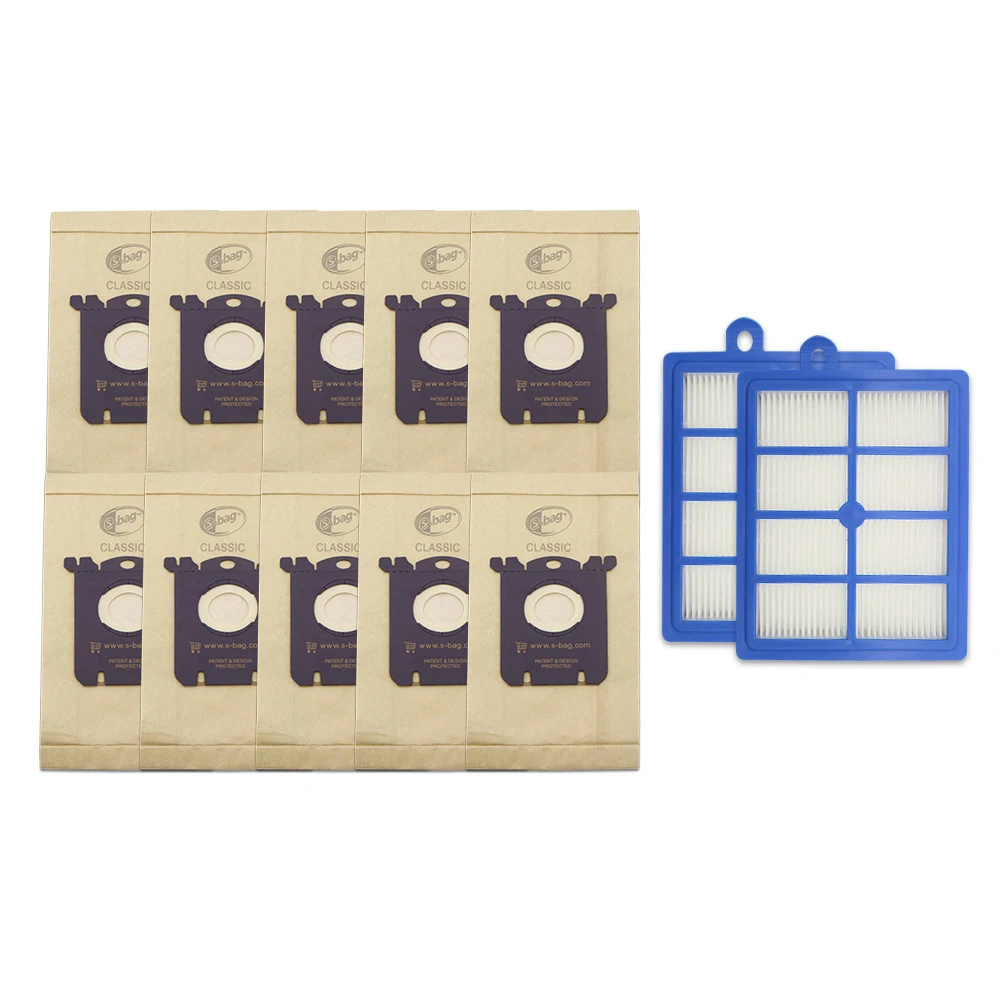 

10 pcs dust bag for Electrolux E201B for Philips FC8021 and 2pcs H12 Hepa filter fit for Philips Electrolux Cleaner