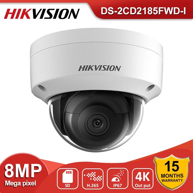 

Original Hikvision 4K 8MP DS-2CD2185FWD-I Dome Outdoor Security IP Camera SD Card Max 128G IR 30m Fixed LensH.265