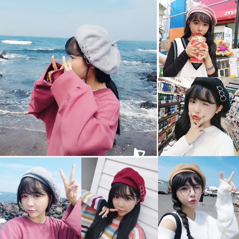 Женская зимняя шапка берет женская из смешанной шерсти и хлопка осень 2018 новые