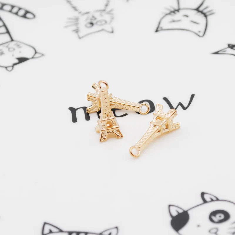 Подвески с 3d-изображением Эйфелевой башни золотого цвета 20 шт./лот 21x6 мм