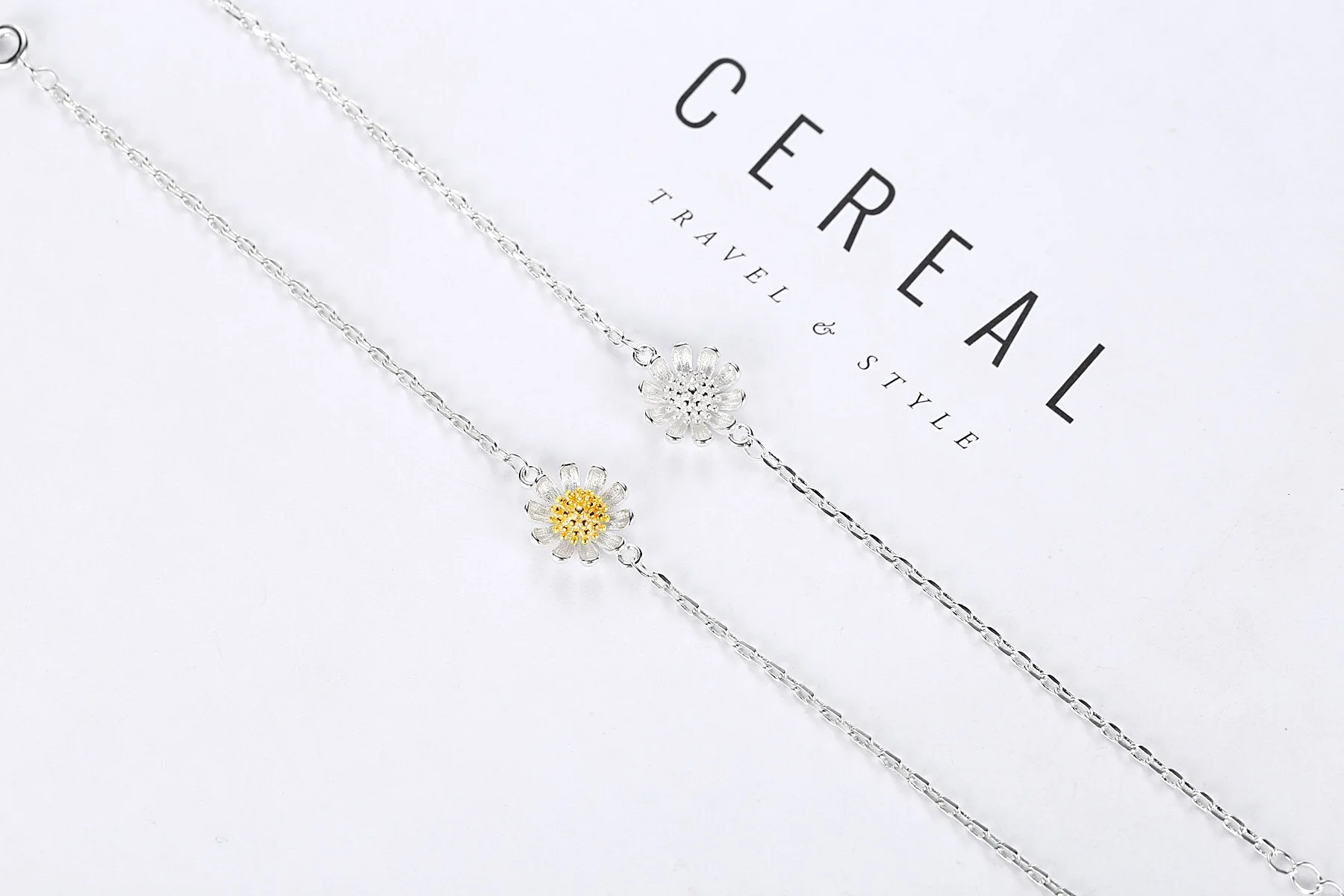 

Classic Simple Fashion 925 Sterling Silver Sunflower Daisy Bracelets For Women Jewelry pulseira feminina