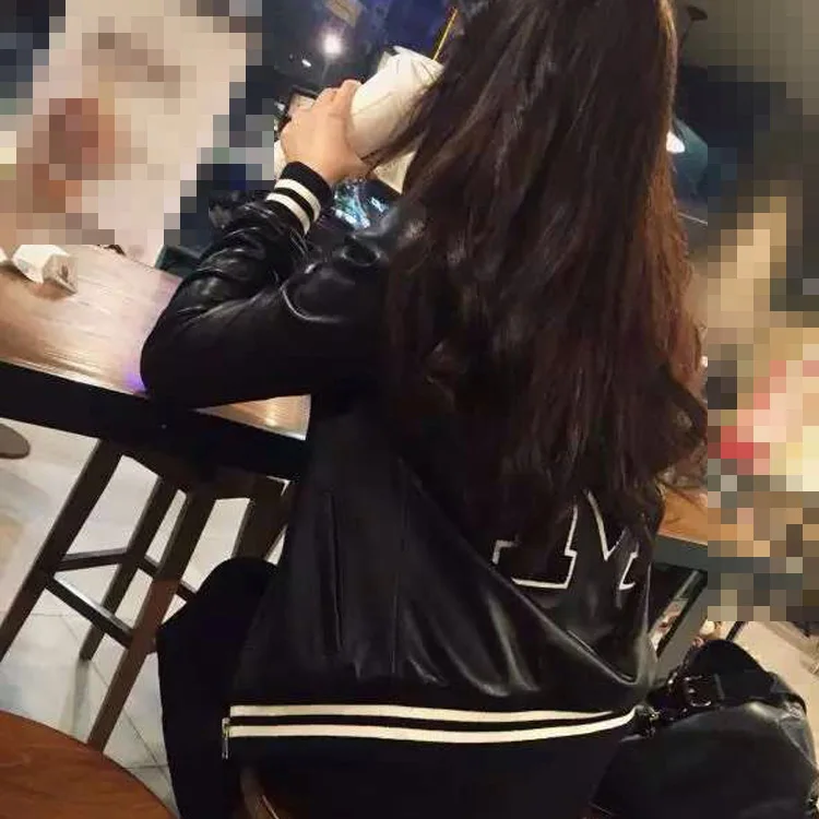 Moda italiana primavera otoño ropa de mujer piel de oveja auténtica natural de piel de cordero chaqueta de pareja negro xxl