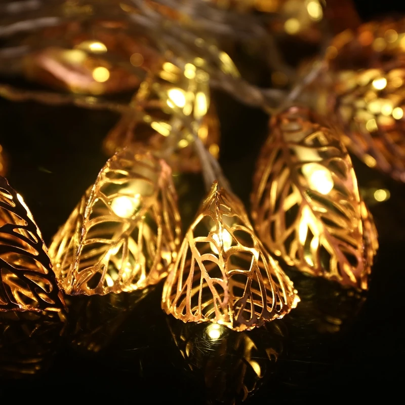 

LED Rose Gold Iron Feather Leaf Bedroom Decoration Light