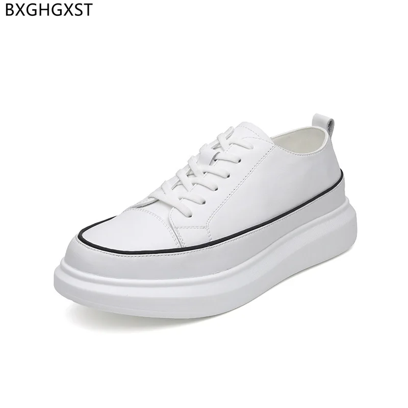 

Туфли мужские кожаные на платформе, Повседневная модная брендовая обувь, белые