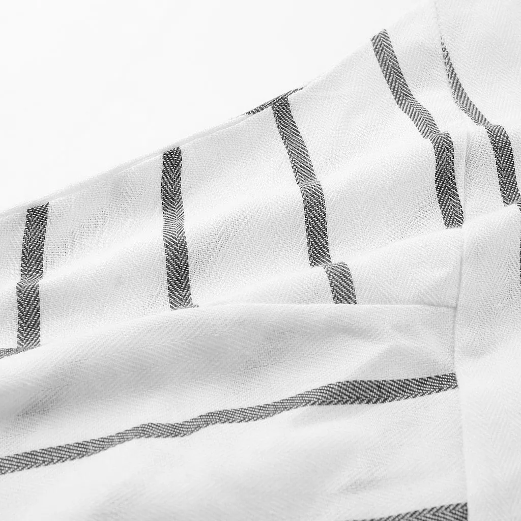 

Women Vintage Dress Sexy V Neck Striped Print Three Quarter Sleeve Casual Beach Dress For Women Clothing Vestidos Robe S-2XL