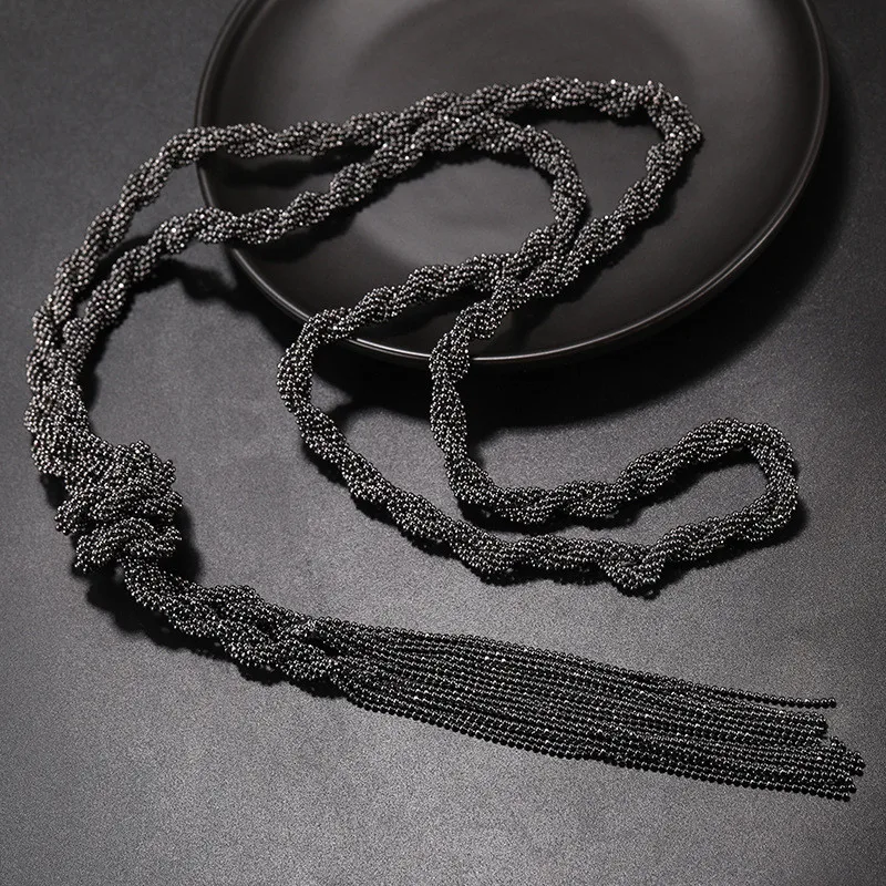 YD&ampYDBZ Gold Color Bead Pearl Weave Long Necklace For Ladies Luxurious Sweater Chain Pendant Choker 2021 Costume Jewelry - купить по