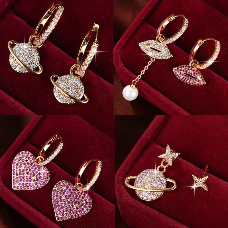 

Korean Fashion Stainless Steel Earrings for Women Aesthetic Asymmetrical Earrings 2021 Star Earring Round Heart Earring Gift
