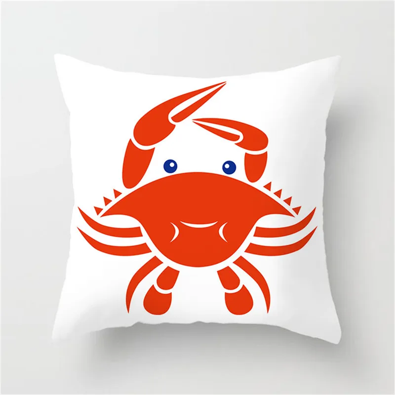 

Fuwatacchi Simple Marine Animal Cushion Cover Fish Crab Octopus Painted Pillow Cover Decorative Home Sofa Car Pillowcases