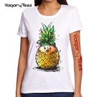 Женская Летняя мода 2021, женские футболки с рисунком ананаса, ежика, тропической акварели, женская футболка с графическим рисунком