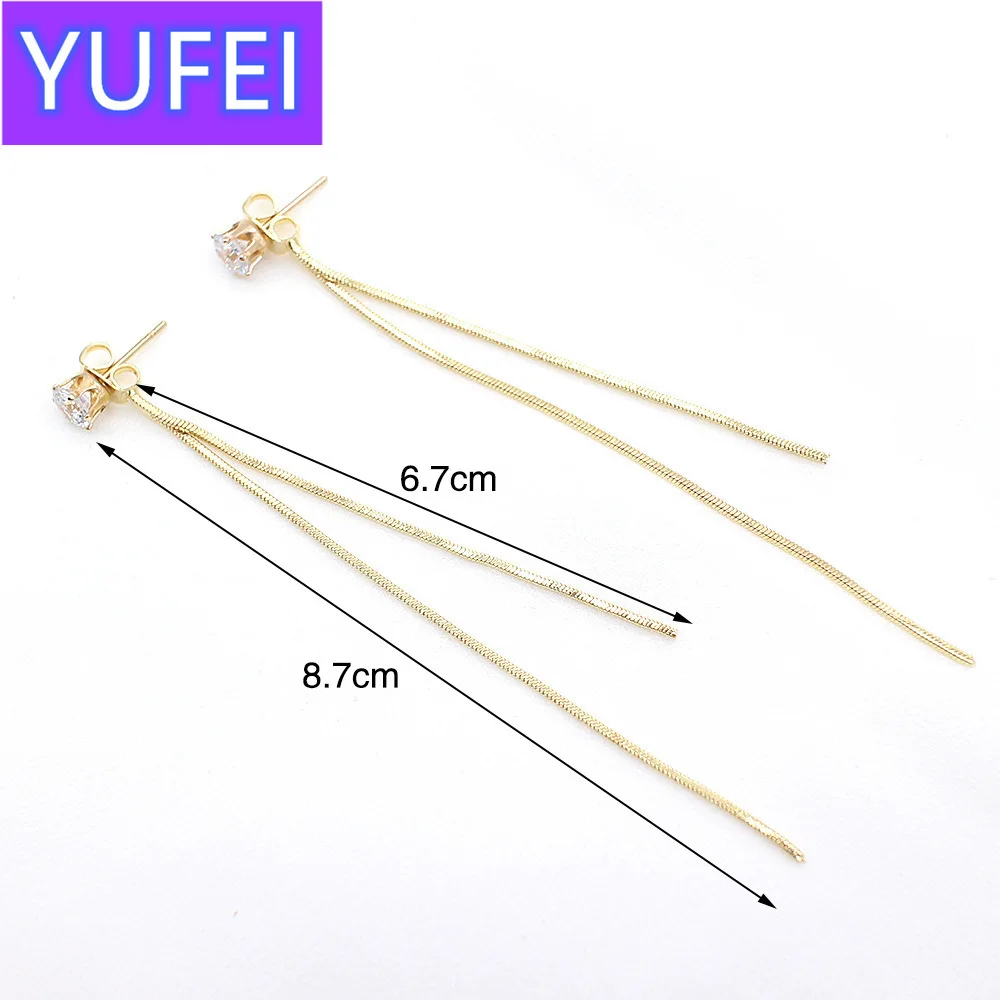 

2020 New Gold Color Long Crystal Tassel Dangle Earrings for Women Wedding Drop Earring Fashion Jewelry Gifts