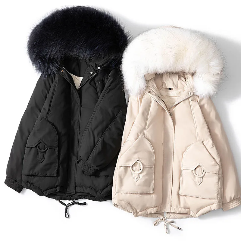 Большой натуральный мех енота воротник 2019 новая зимняя куртка для женщин