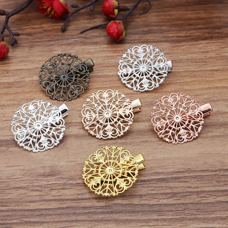 

20pcs 31mm Hair Clips Prong Alligator teeth Bobby Clip BB Pins Filigree Flower Hair Grip Women Hairpins Kids Hair Accessories