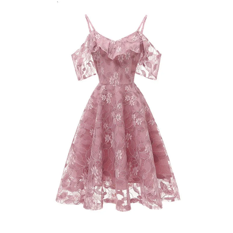 Женское кружевное платье повседневное облегающее средней длины с открытой