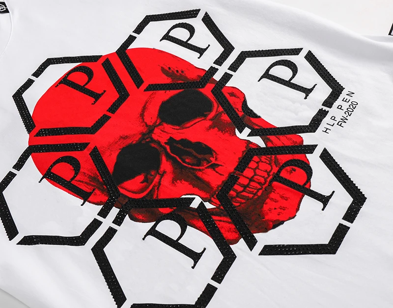 vintage 2021ss qp philipp plein gothic t shirt men top brand personalized pp skull letter hot diamond cotton tops m 3xl free global shipping