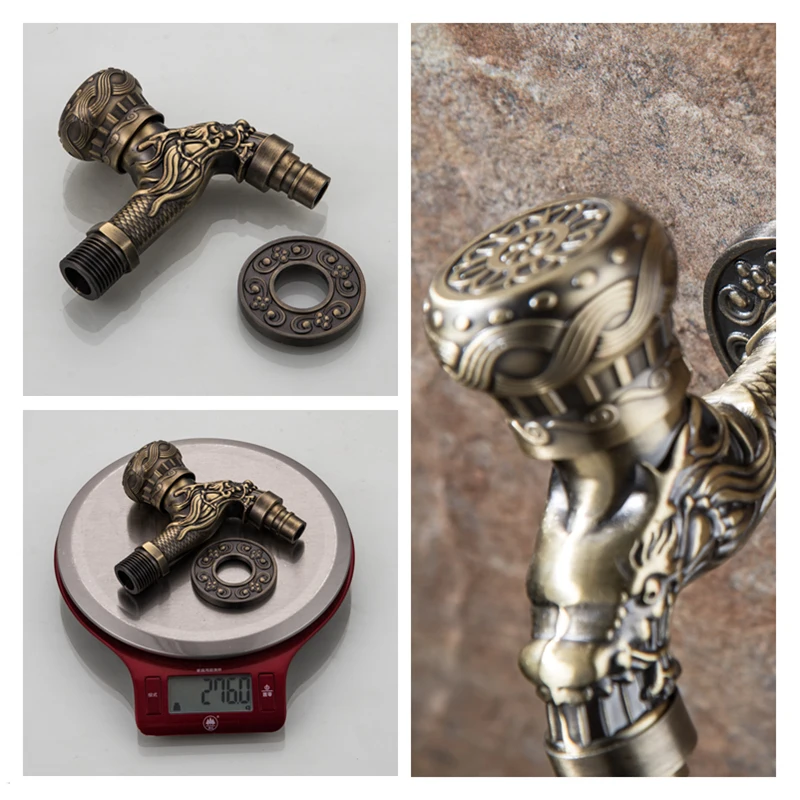 Wall Mount Zinc Alloy Bibcock Outdoor Garden Faucet Washing Machine Mop Luxury Antique WC Taps Hardware | Обустройство дома