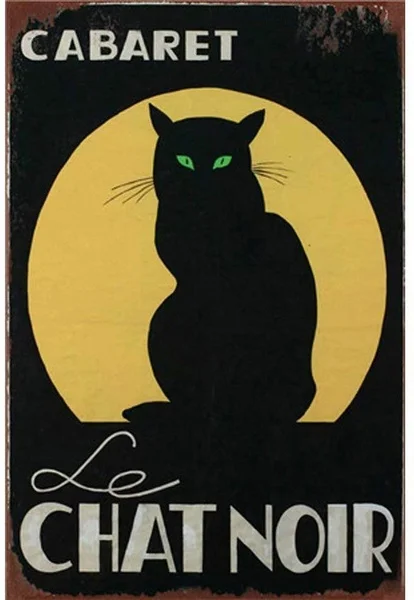 

YOMIA 3020cm Black Cat Poster Vintage Metal Signs Tin Plate Sign Bar Mural Decoration Art Wall