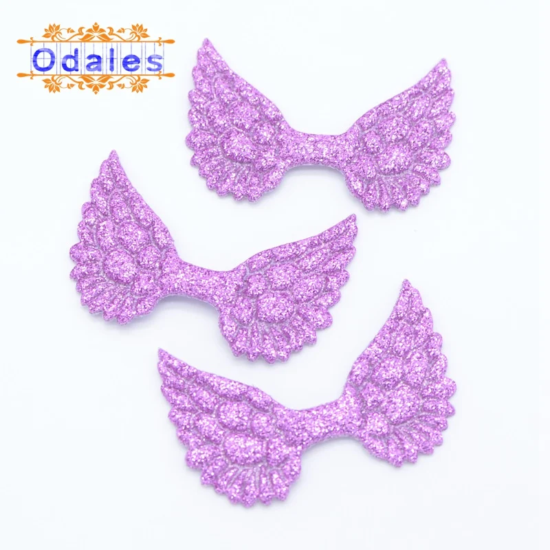 Purple 20 шт. смешанные мягкие блестящие/Блестящая форма Крыло ангела аппликации для детей DIY дух Амура патчи ремесла детские головные уборы аксессуары - Цвет: Purple