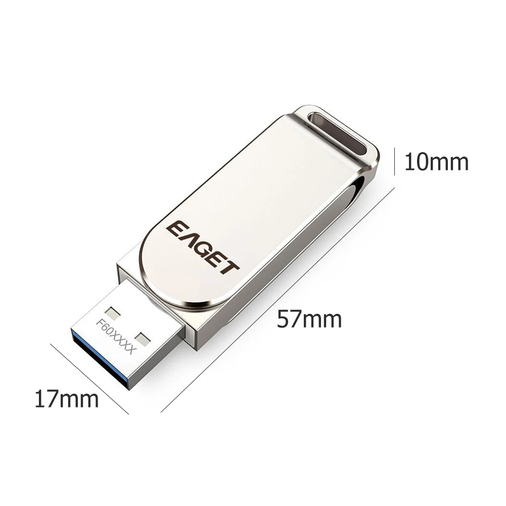

Silver USB 3.0 Eaget FU60 Fingerprint USB Flash Drive High Speed USB 3.0 Pen Jump Drive 63.2 * 20.2 * 8.6mm/2.49*0.80*0.34