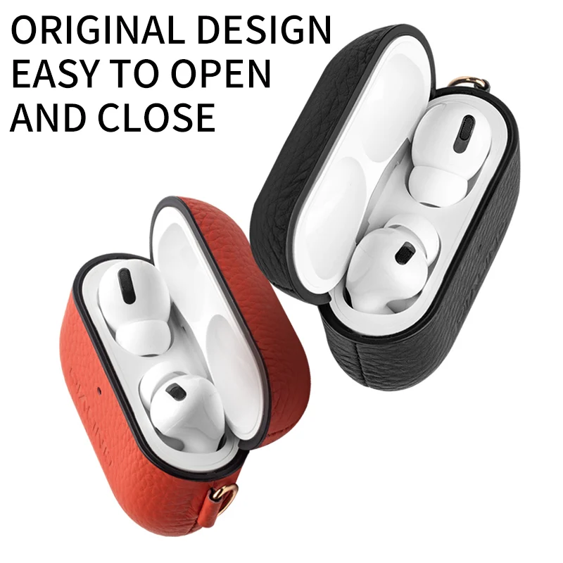 Чехол QIALINO из натуральной кожи для Apple AirPods Pro чехол с защитой от потери карманный