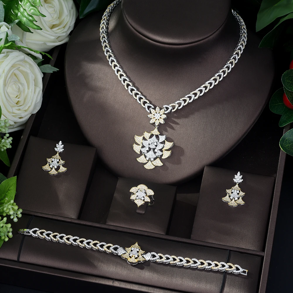 HIBRIDE высококачественный кубический цирконий для невесты комплект ювелирных