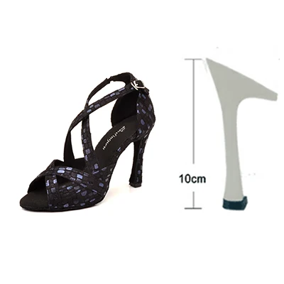 Black 10cm Ladingwu New Dance Shoes Women Profession Ballroom Dance Shoes Salsa Women Black Gold Suede Comfortable Soft Bottom Dance Sandal - Цвет: Black 10cm