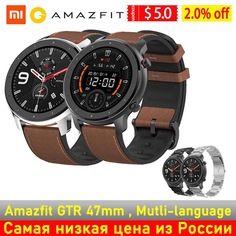 Глобальная версия умных часов Amazfit GTR 47 мм водонепроницаемые умные часы 5ATM с