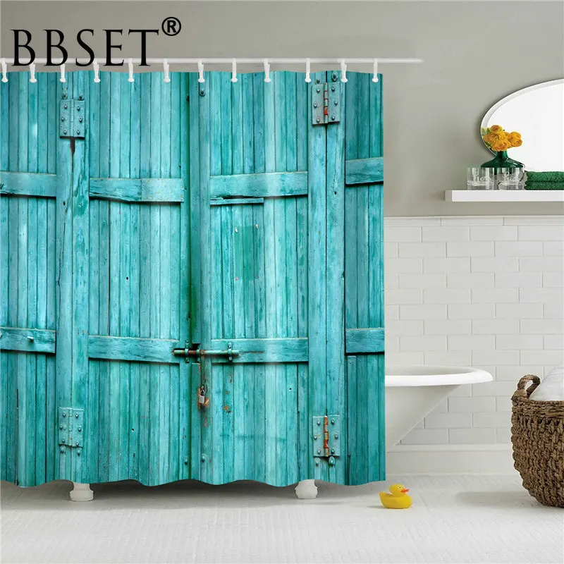 

Занавеска для душа с деревянным эффектом, водостойкая, 12 крючков