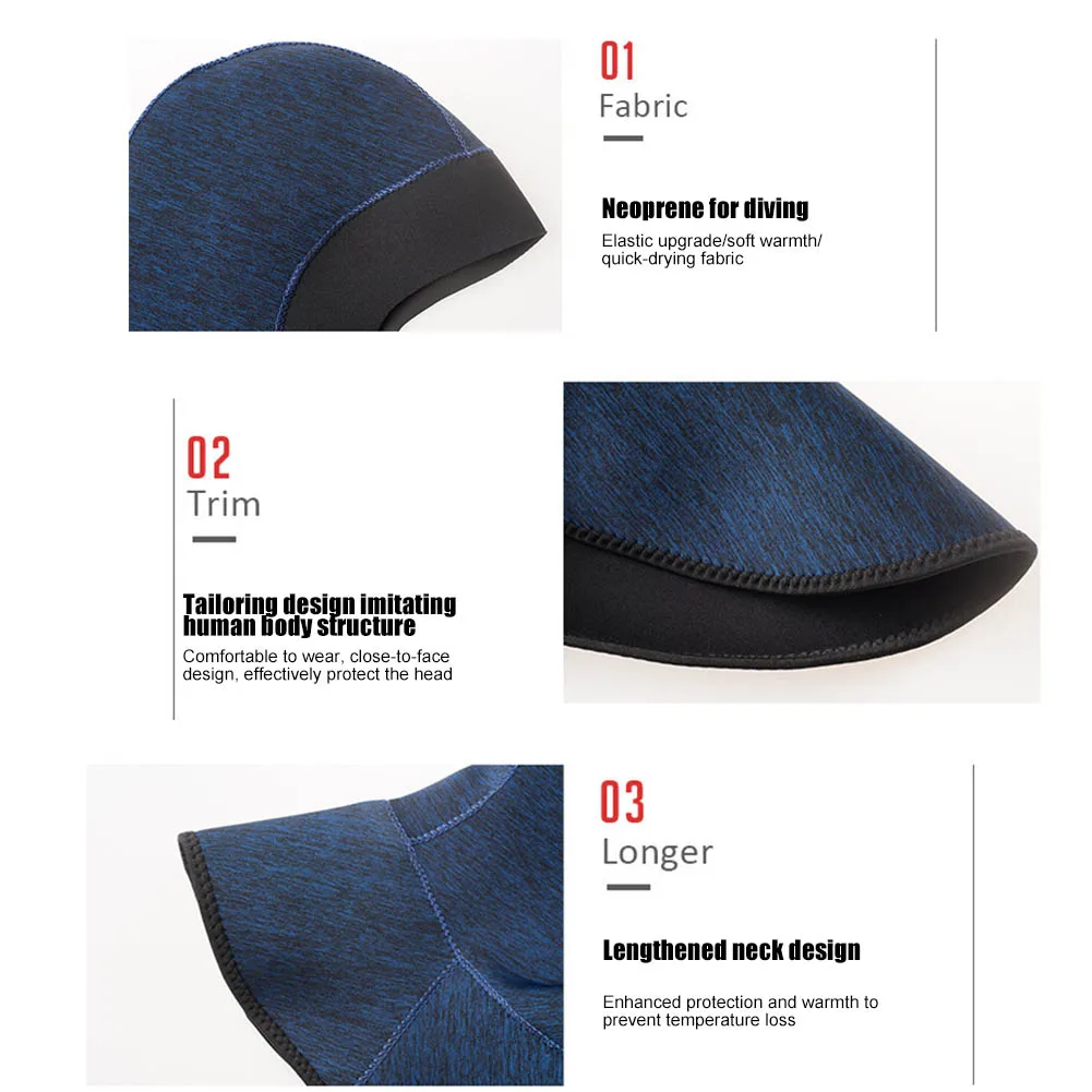 

Newly Neoprene Scuba Diving Hood 3MM Diving Cap Bib Dive Hood Warm Durable Stretchable for Surfing Snorkeling Sailing S6