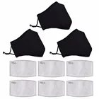 Маска для лица черная с фильтром для взрослых, 3 шт.