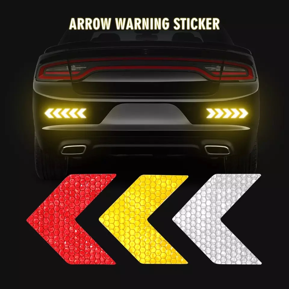 Купи 10 Pcs/Set Reflective Arrow Sign Tape Warning Safety Car Sticker For Car Motorcycles Bicycles Bumper Trunk Reflector Car Styling за 197 рублей в магазине AliExpress