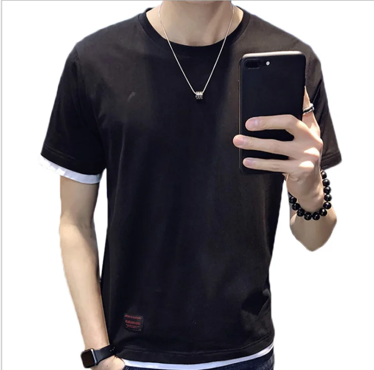 Мужская хлопковая модная повседневная футболка с коротким рукавом 1287|Мужские